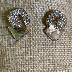 Elegant Gold and White Crystal Earrings